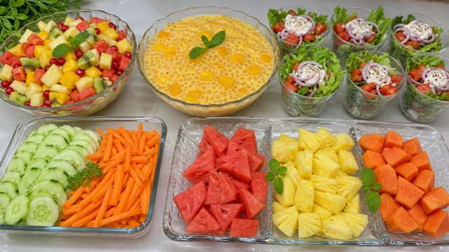 Bijou fresh fruit and garden salad spread